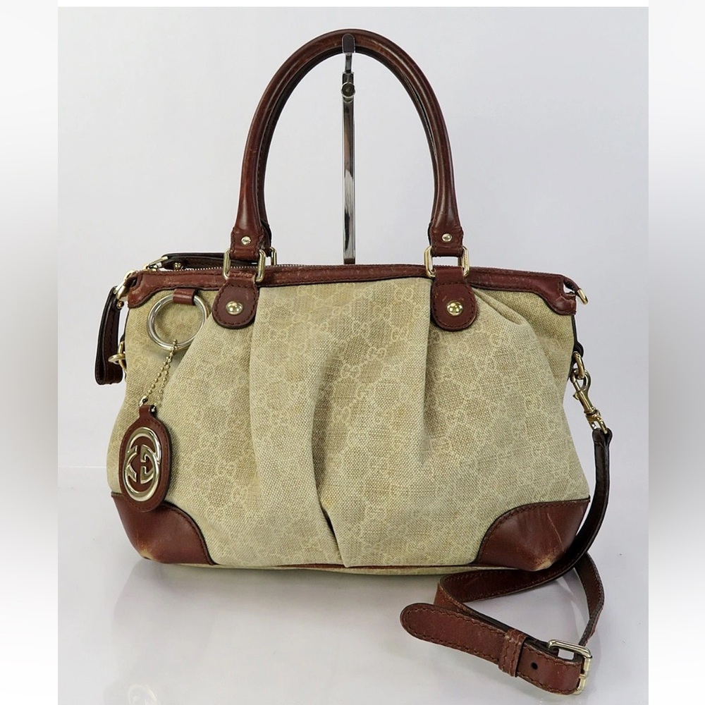 Gucci Tan and Brown Satchel